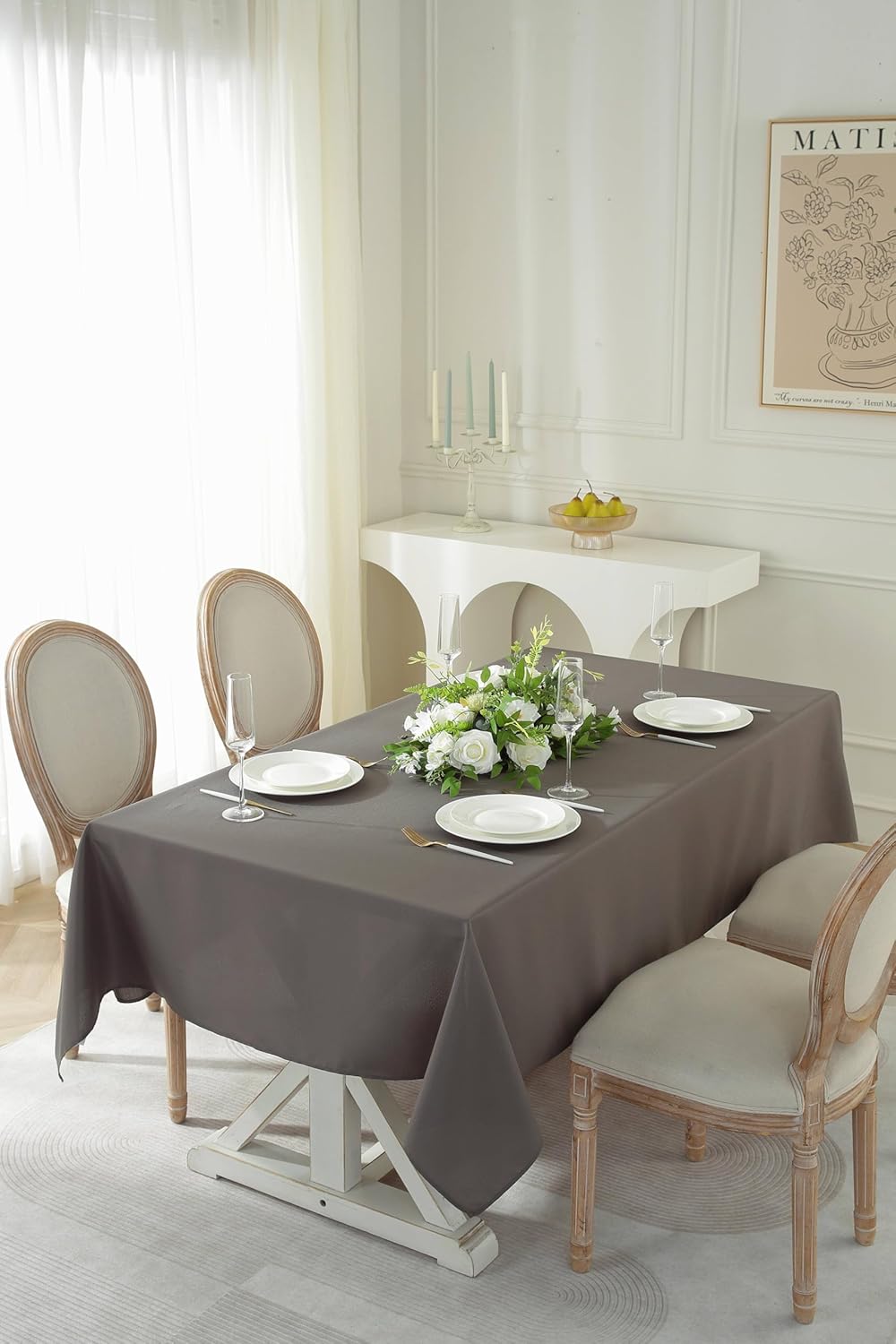 Craft And Party Rectangle Tablecloth, 60 x 126 Inch Charcoal, 8ft Washable Polyester Fabric Tablecloth for Home, Party, Wedding or Restaurant Use