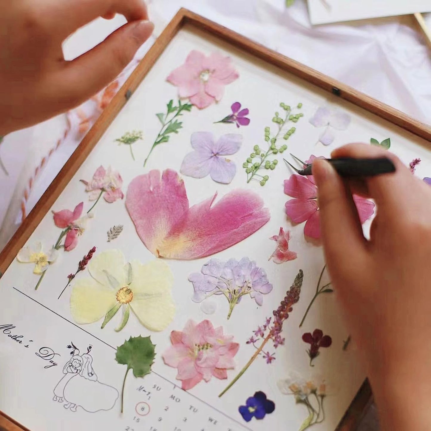 AHTONG 14 Types Pink Dried Pressed Flowers for Craft, Leaf Plant Herbarium for Resin Molds Jewelry Making Floral Decors (Peach Fuzz)