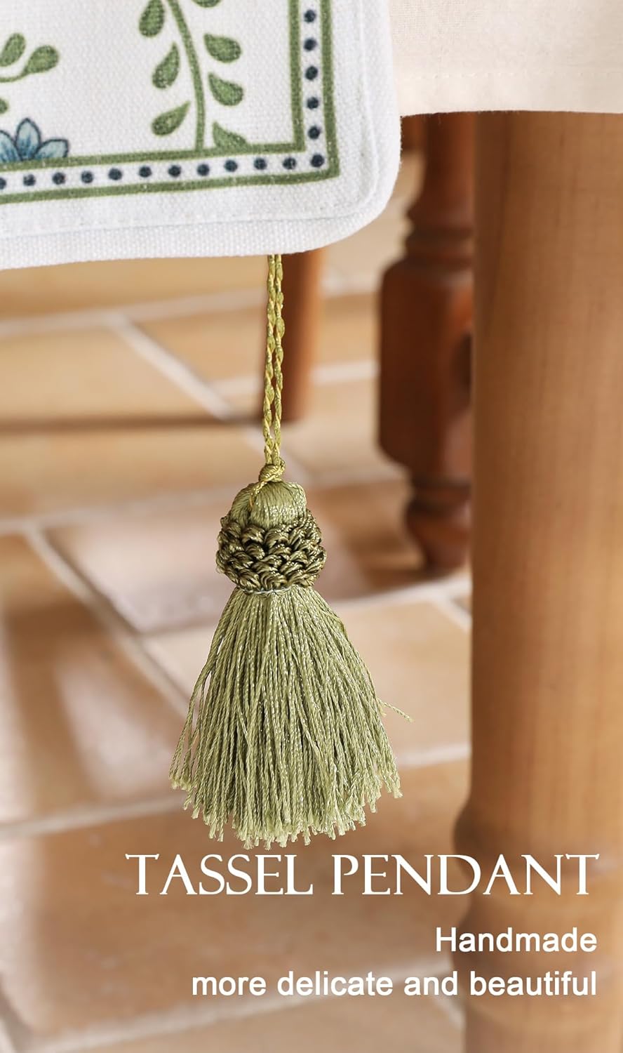 ISAENNE Designer White Elegant Linen Extra Long Table Runner 118 Inches,Chinoiserie Floral Decor Durable Table Runners for Dining Tables,Thanksgiving,Kitchen Tables,Christmas,12"*118"-Mosella D