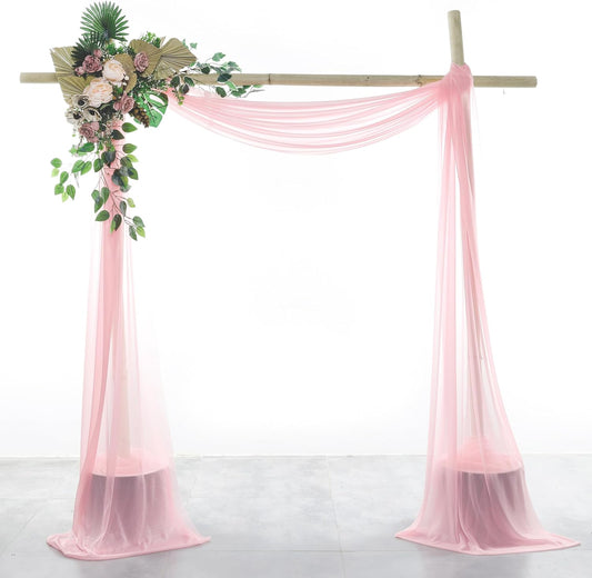 VDS Pack of 1 Panel (30 Inch X 20 Feet) Wedding Arch Draping Fabric Sheer Chiffon Fabric Drapery for Wedding Ceremony Reception Swag Backdrop Canopy Chuppah ARBO Altars Decoration (Blush Pink)