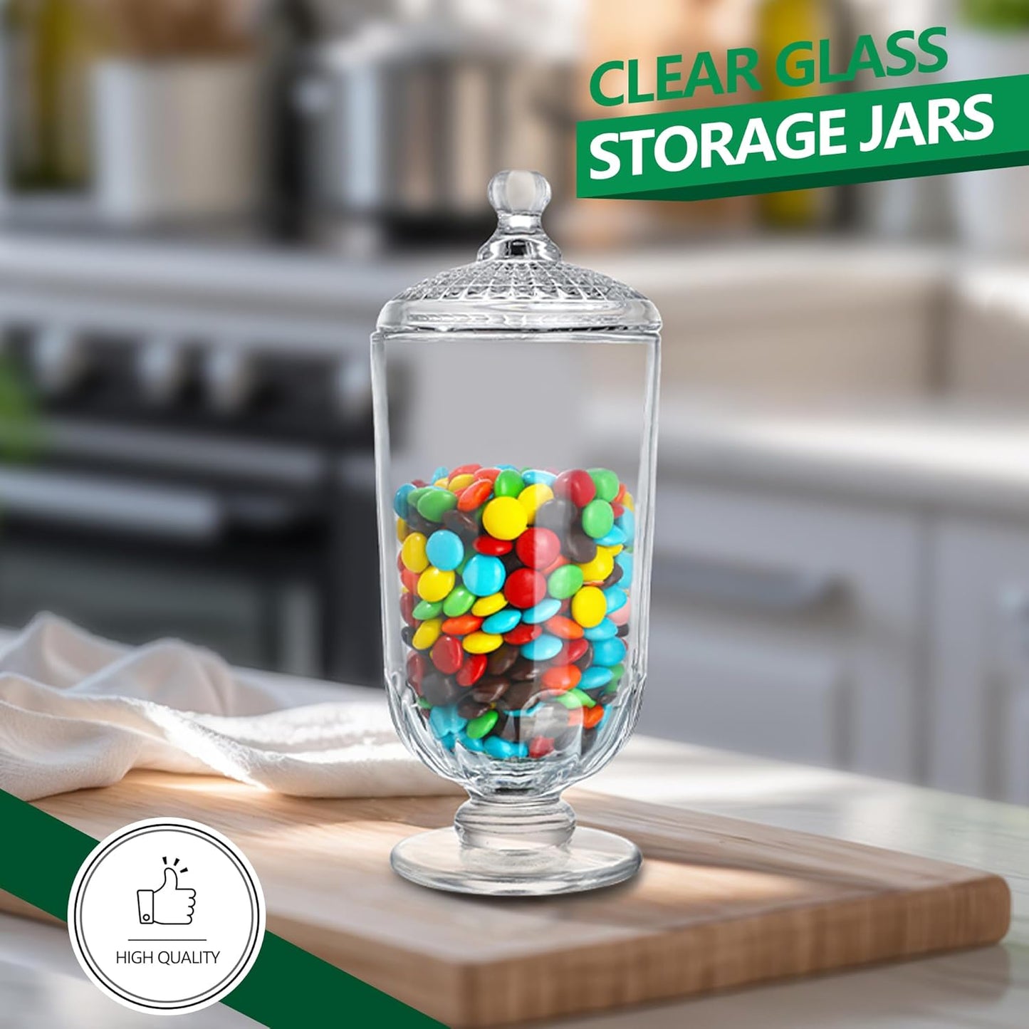 24oz Clear Glass Candy Jar with Lid Glass Cookie Jars Storage Decorative Jars for DIY Projects,Candy Buffet,Shower Favors