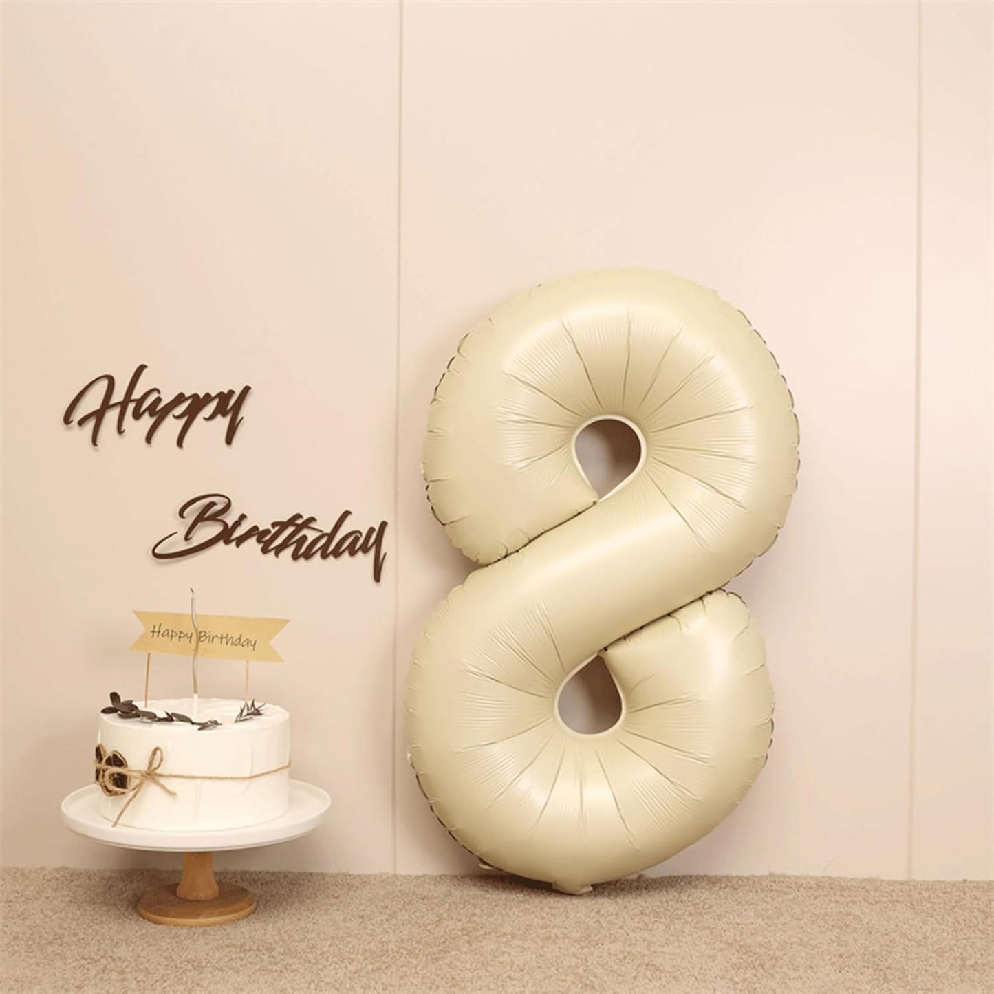 40 Inch Cream White Number 8 Balloon Mylar Big Foil Helium Number 8 18 28 38 48 58 68 88 Balloon Digital Birthday Party Wedding Decorations, Boy Baby Shower Decorations (Cream No 8)