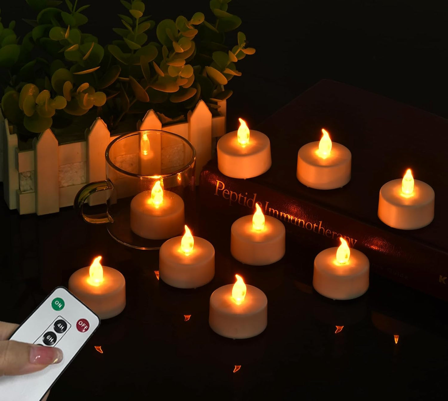 Tea Light Candles with Remote Control,Flickering Flameless LED Candle,Long Lasting 400+Hours,Battery Operated with Timer for Home Decoration Seasonal &Festival Celebration Warmyellow (5pcs)