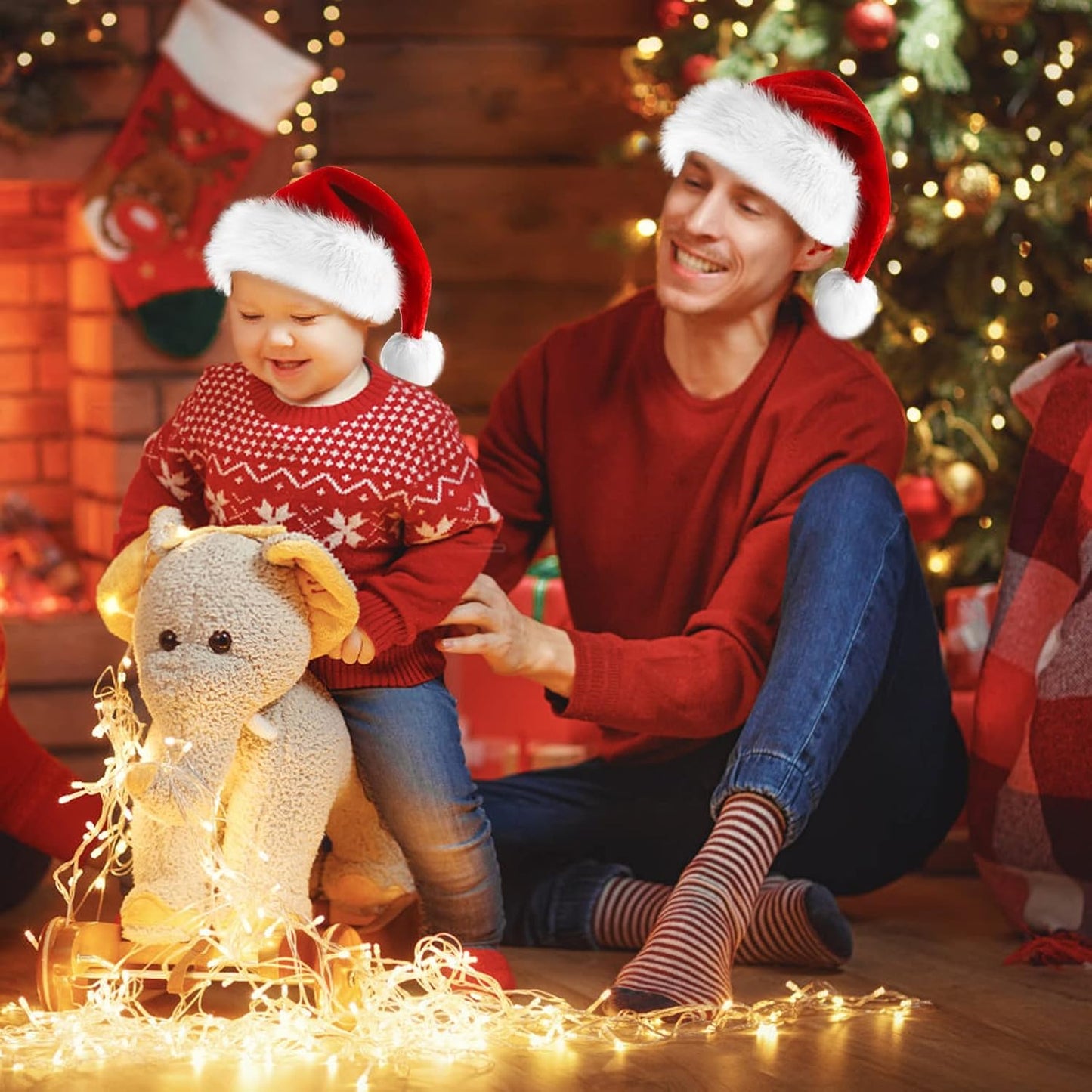 Christmas Hat for Kids,Santa Hat Xmas Hat Velvet Comfort Thicken Fur Holiday Hat