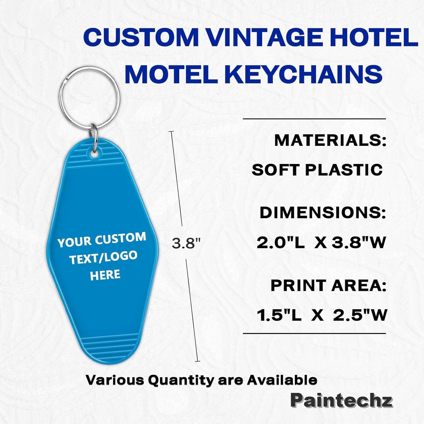 Custom Vintage Hotel Motel Keychains 400 Pack, Personalized Logo, Text Bulk - Perfect for Tradeshows, Campaign Gifts - Customizable Key Tags