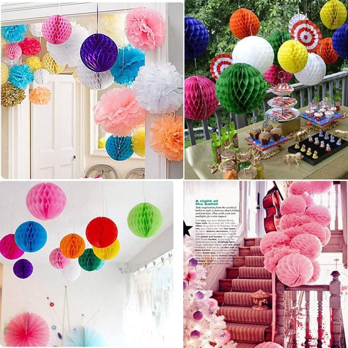 8pc Honeycomb Balls Party Decorations 6''8''10''12''Tissue Paper Pom Poms Flower Balls Hanging Paper Honeycomb Balls for Party Baby Shower Birthday Wedding Nursery Wall Decor Blue Set