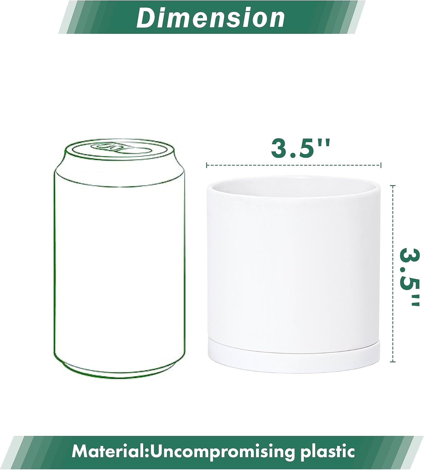 D'vine Dev 12 Pack 3.5 Inch Mini Plastic Plant Pots, Small Garden Planters for Plant with Drainage Holes and Saucers, White Color, 74-Z-D-4