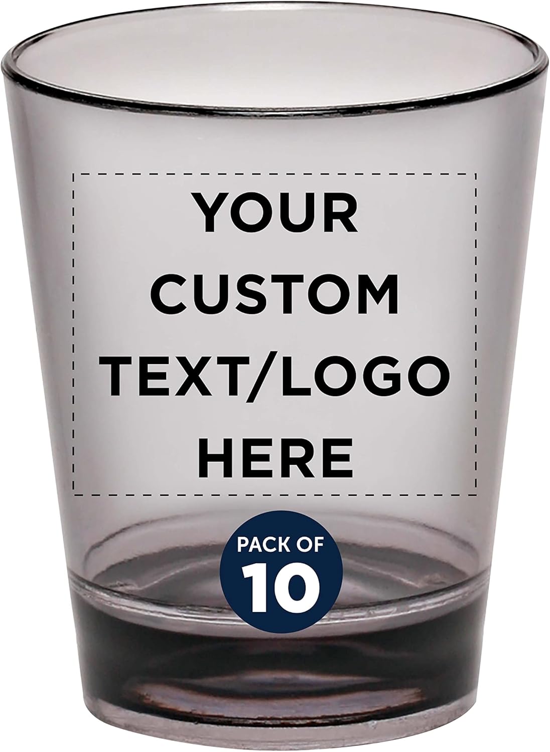Custom Translucent Plastic Shot Glasses 1.5 oz. Set of 10, Personalized Bulk Pack - Acrylic, Great for Wedding, Party, Birthday, Gifts - Charcoal