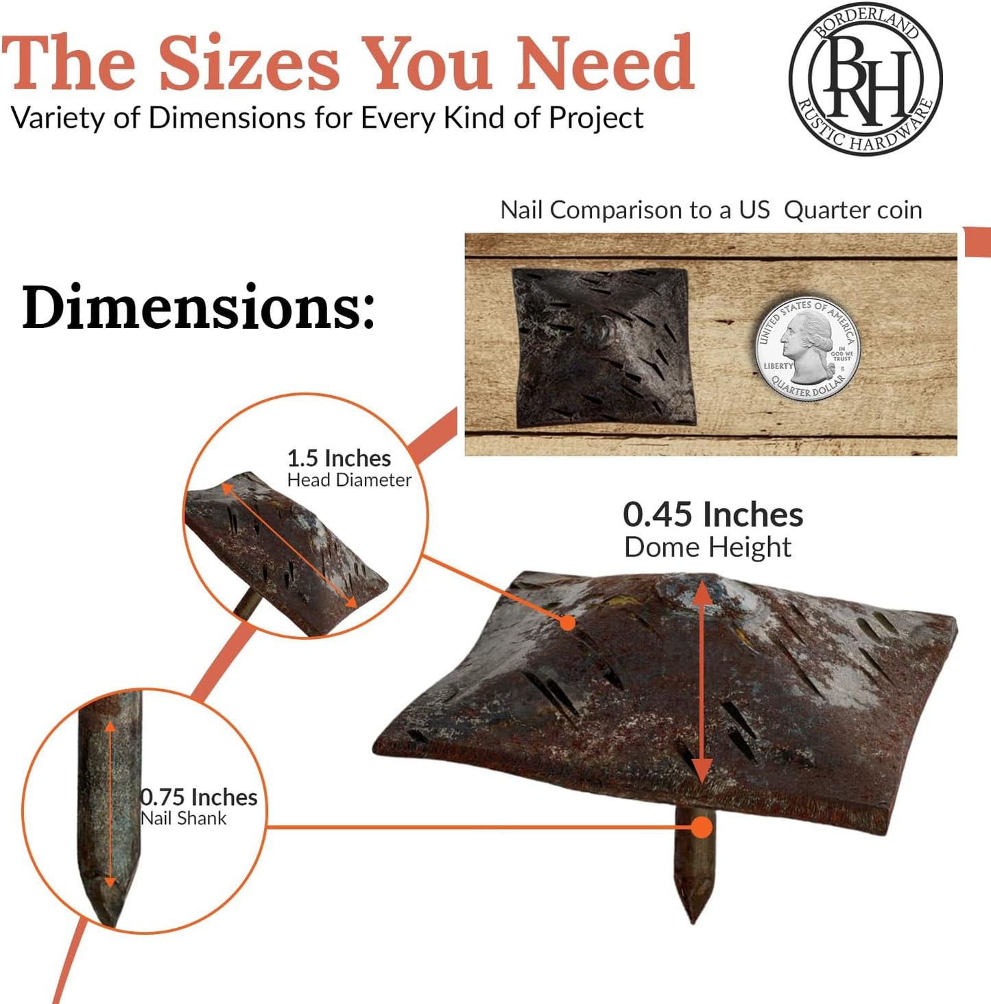 100 Pack 1.5" Square Head Iron Clavos Decorative Nails – Unfinished – Handmade Rustic Square Fasteners for Farmhouse Shutters, Faux Wood, Barn Doors, Shutters, and Gates – Ornamental Wood Accent