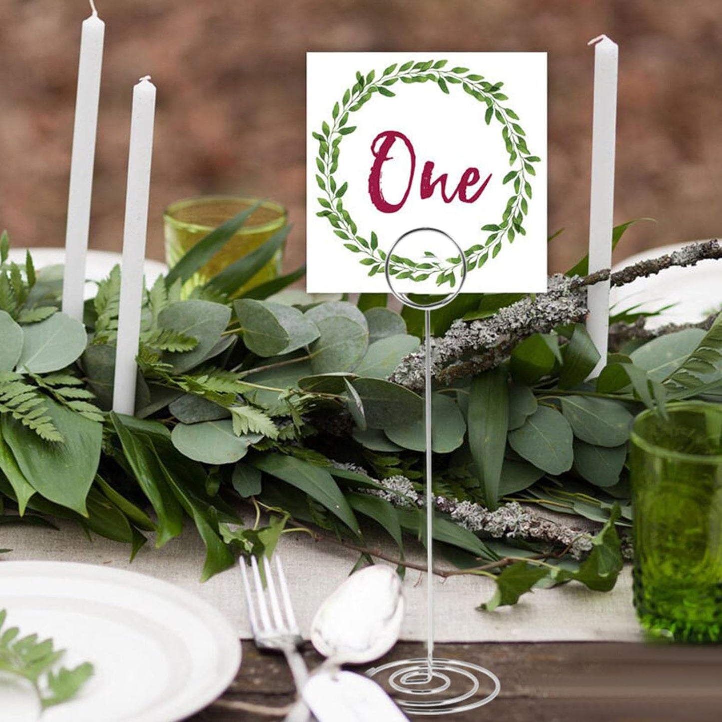 24 Pcs Table Number Holder 8.66inch Tall Metal Iron Place Card Holder Lightweight Picture Holder Stand Portable Round Shape Photo Memo Note Holder for Office Wedding Party