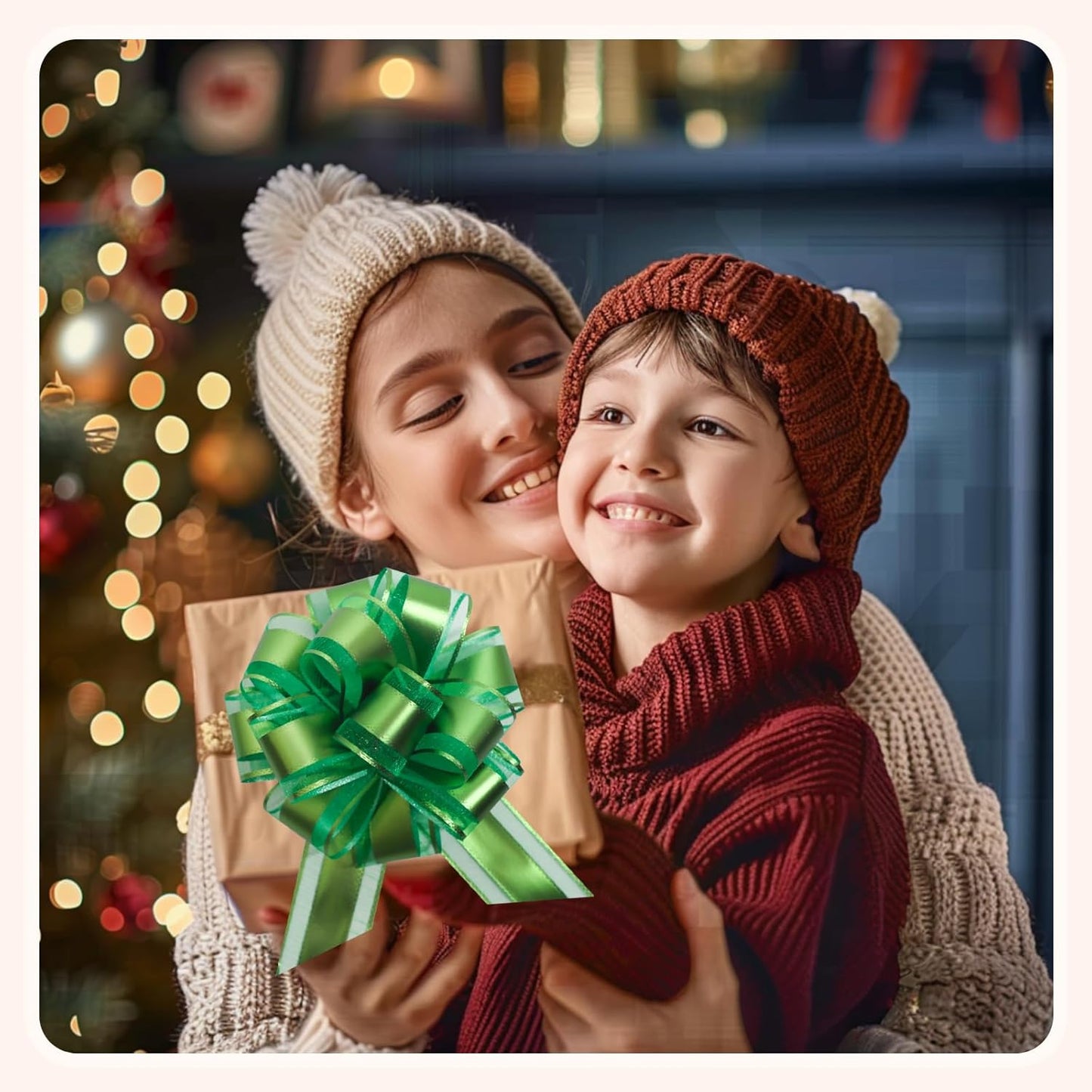 12 PCS 6 Inch Large Pull Organza Green Bows - Perfect for Gift Wrapping, Wedding Decor, Car Bows, Birthday Parties, Christmas and Valentine's Day