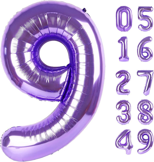 Purple Number 9 Balloon, 40 Inch, 1 Piece, Birthday Decorations, Anniversary Decorations, Graduation Party Supplies