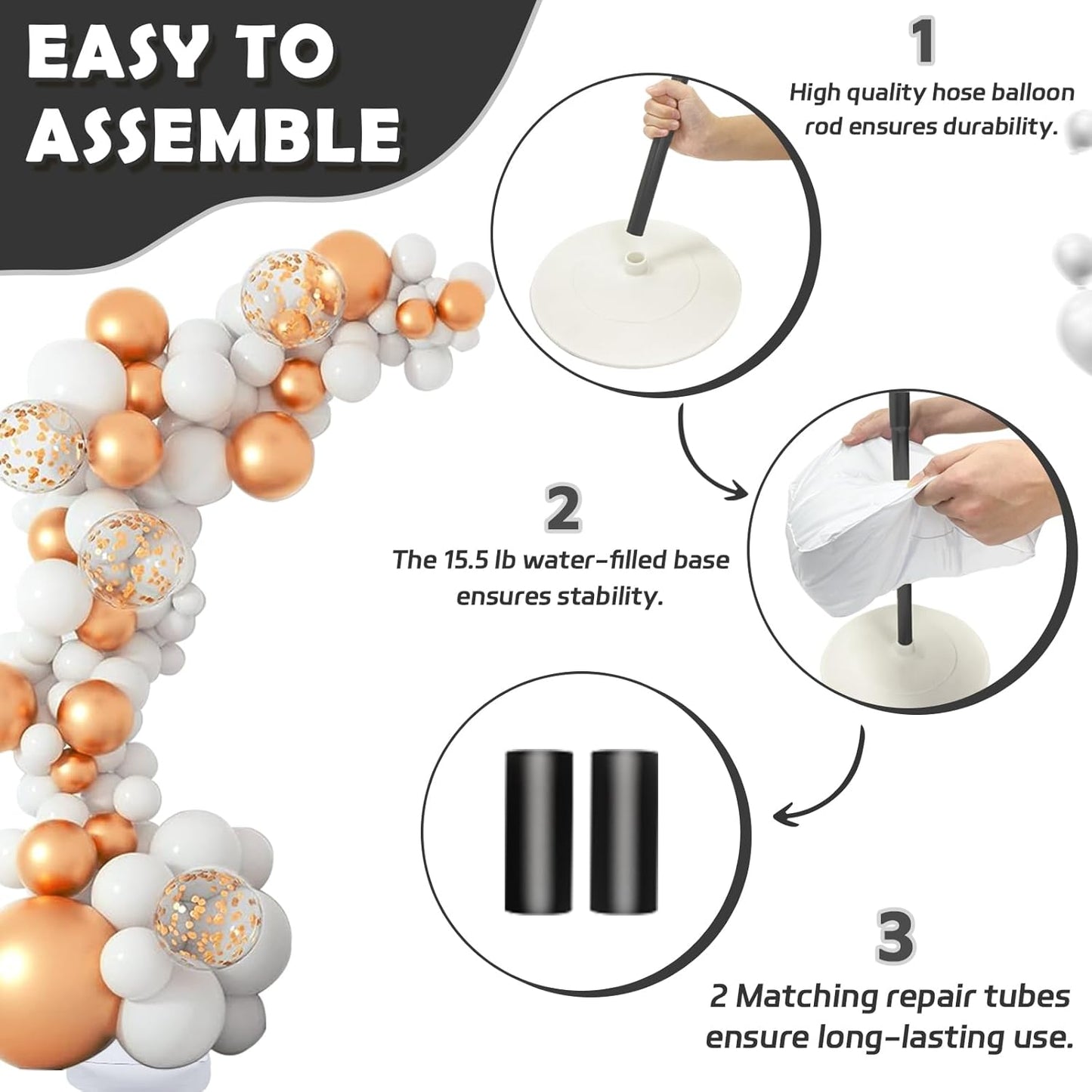 OurWarm 9.35FT & 6FT Balloon Arch Kit, Free Bending Shape Balloon Arch Stand with Base, Floor Half Balloon arch for Wedding Birthday Party Baby Shower Yard Lawn Home Graduation Party Decorations