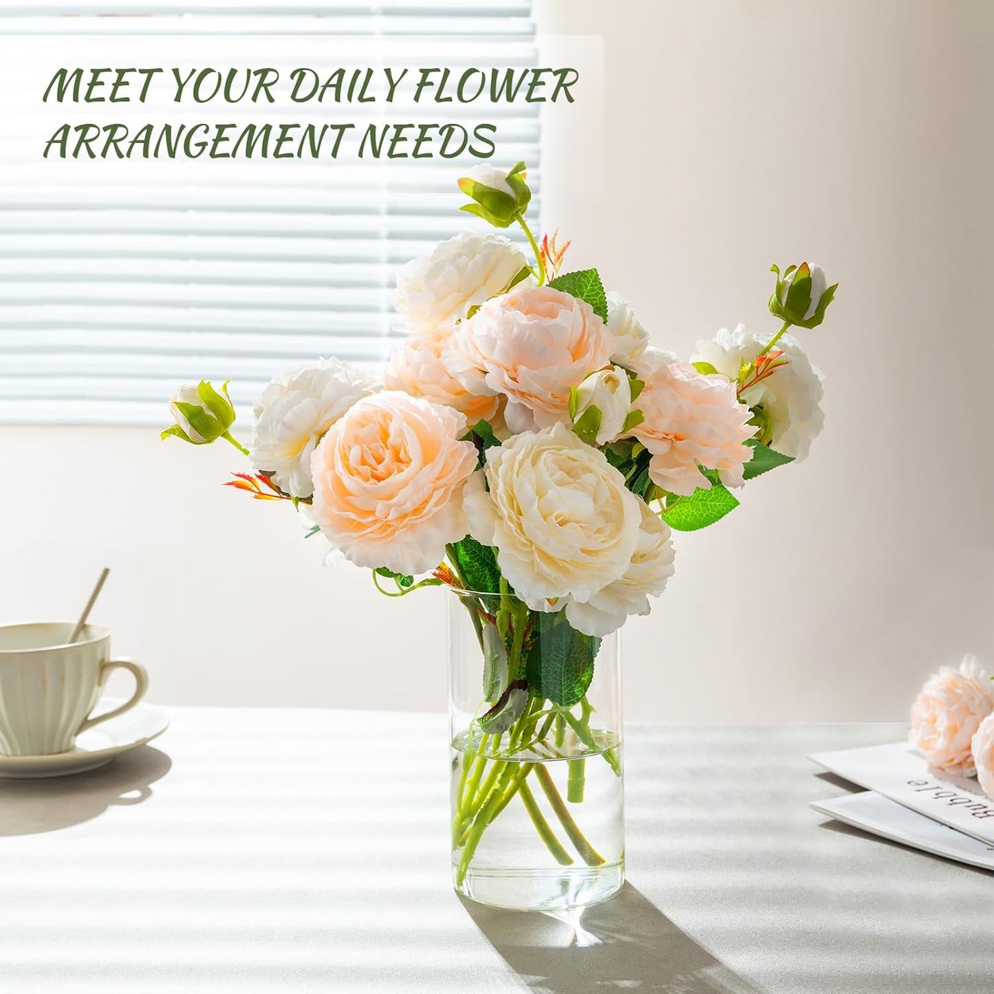 12pcs Glass Cylinder Vases for Centerpieces - 6 Inch Tall Flower Vase for Wedding Decorations, Clear Glass Flower Vases Floating Candle Holder for Table Centerpiece Wedding Home Décor