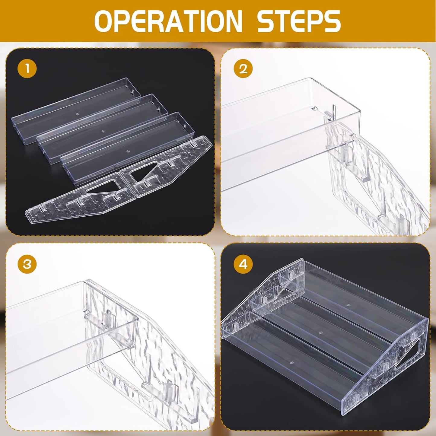 2 Pcs Perfume Organizer Stand, 3 Tier Acrylic Display Risers with Decorative Secure Fences, Tool-free Assembly, Clear Acrylic Shelf Risers for Cologne Cosmetic Dessert Cupcake for Countertop
