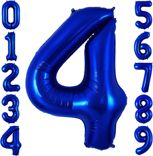 Navy Blue 4 Balloon Number,40 Inch Number 4 Balloon Big Dark Blue 4 Foil Mylar Helium Balloon for Birthday Party Decorations