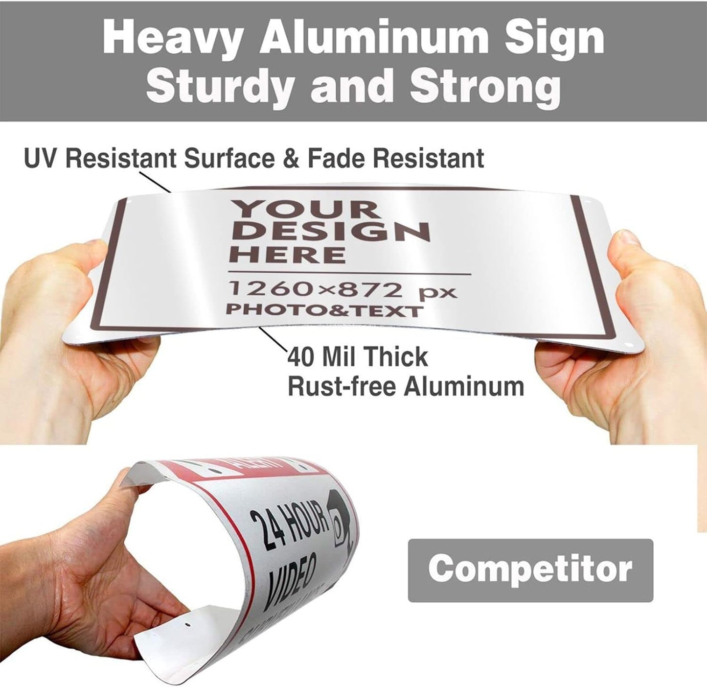 Custom Outdoor Metal Sign - Personalized Aluminum Signs for Office, Home, Business, Decor, Custom Road Signs, Rust-Proof, Brown Text Box, 12x8 Inches