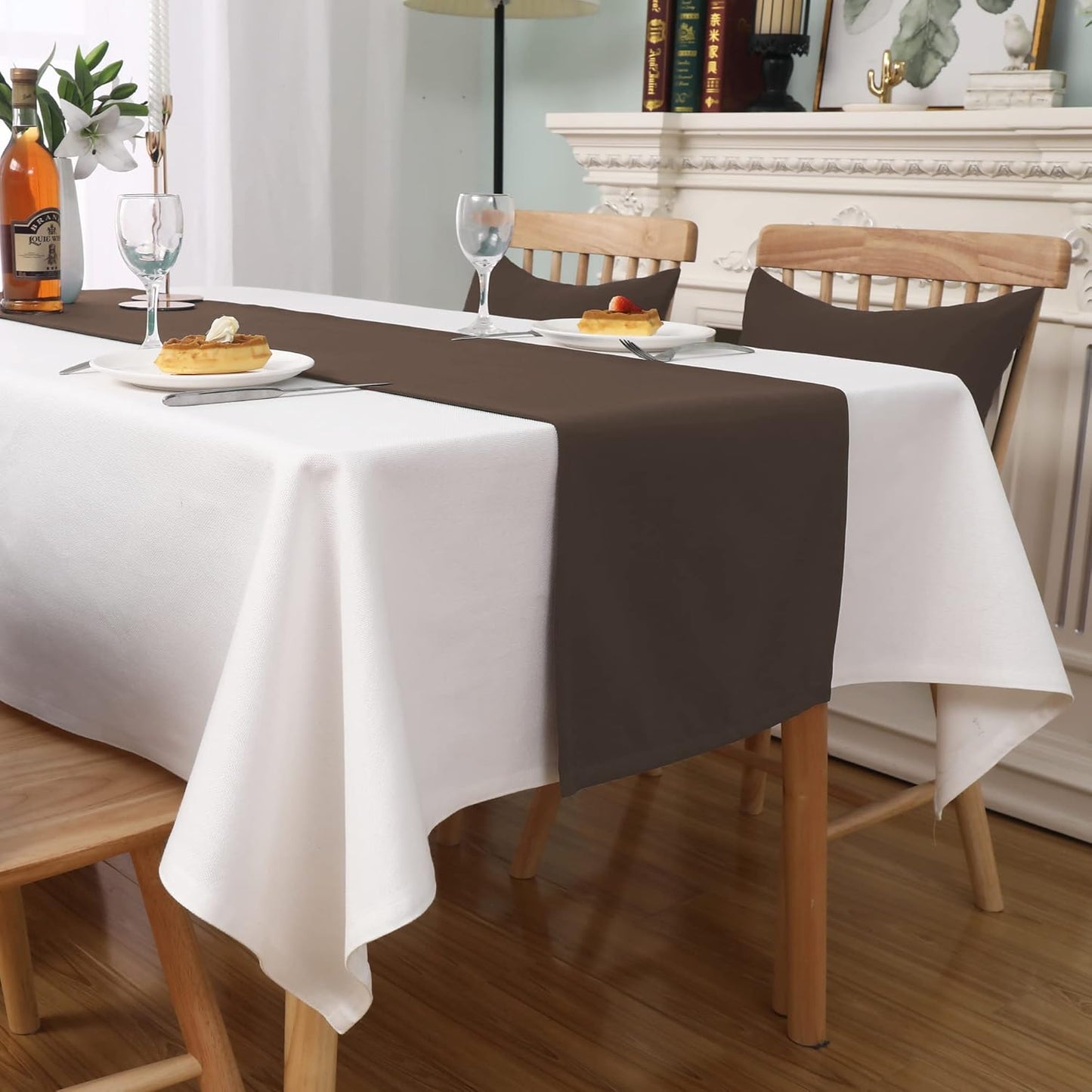 Rustic Brown Table Runner Solid Color Soft Thick Polyester Decorative Cloth Handcrafted for Wedding Party Birthday Graduations Hotel Restaurant Banquet Catering Services Event 14x72 inch