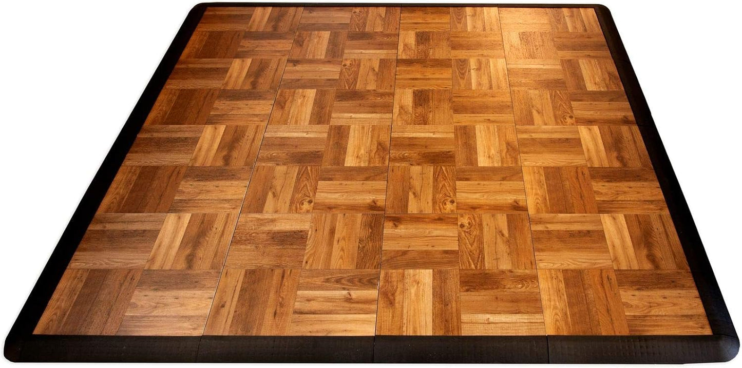 Big Floors 4X4DKOAKFLOOR Interlocking Lightweight Plastic Modular Dance Floor Kit (4' x 4'), Dark Oak, 32 Piece