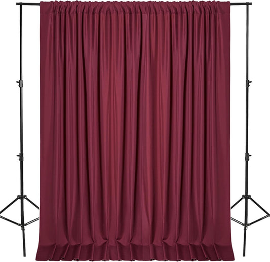 DWCN 10x8 FT Burgundy Backdrop Curtains for Parties, Photography Backdrop Drapes with Rod Pockets for Wedding Decorations Stage Birthday Family Gatherings, 2 Panels 5ft x 8ft