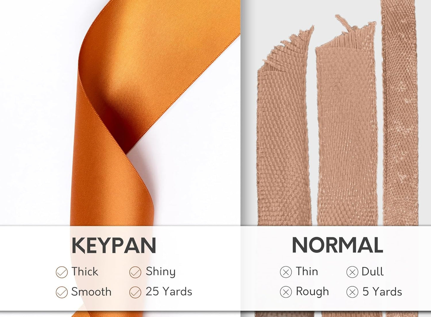 Copper Satin Ribbon 2.5 Inch Double-Faced Polyester Ribbons 25 Yards for Bows Crafts Gift Wrapping Christmas Flower Bouquet Fall Wedding