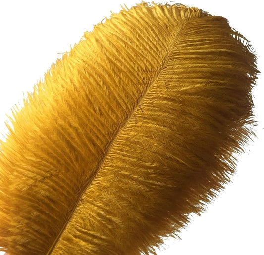 Sowder 10-12inch(25-30cm) Ostrich Feathers Plume for Wedding Centerpieces Home Decoration Pack of 10pcs(Golden)