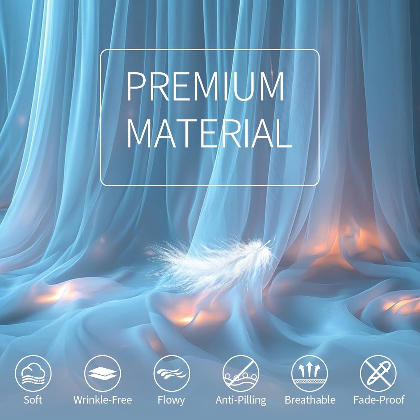 Baby Blue Tulle Backdrop Curtain with Lights String - 10x8ft Sheer Backdrop with 250 LEDs for Wedding, Baby Shower, Bridal Shower, Birthday Party Photo Shoot Background and Home Decorations