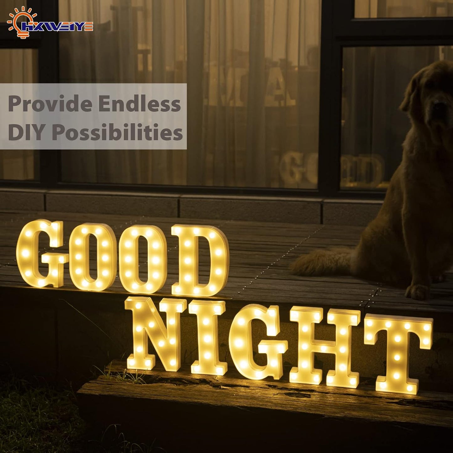 HXWEIYE Light Up Letters LED Marquee Sign 26 Alphabet and 10 Number Big Lights for Party Birthday Bar Battery Powered Christmas Decor (Warm White)