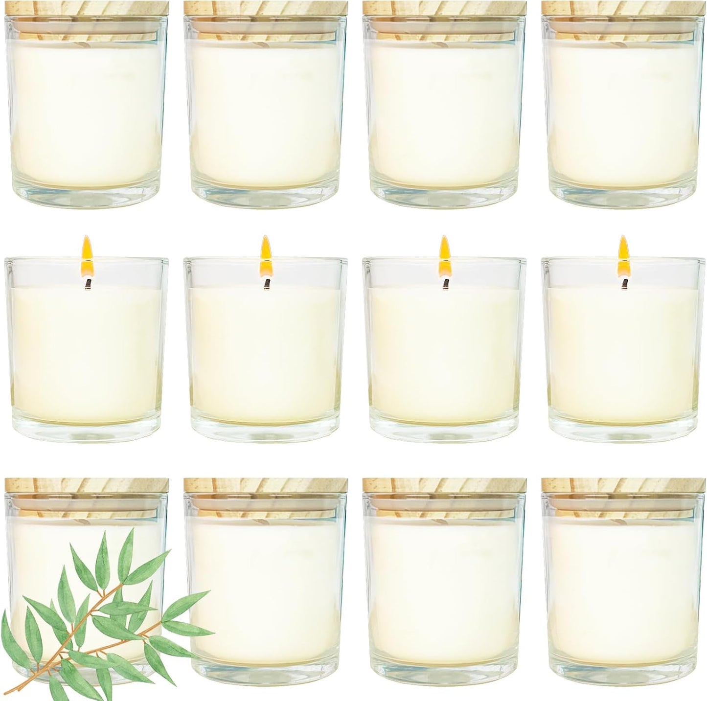 12 Pcs 6 Oz Mini Soy Candles,Eucalyptus Scented Bulk Candle Set,Aromatherapy Candle,Great Stress Relieving Scented Candles for Girls as a Gift for Birthdays, Weddings Party Favors!