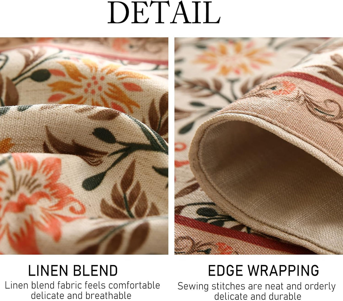 ISAENNE Designer French Elegant Linen Table Runner 102 Inches Long,Farmhouse Lily Pattern Decor Table Runners for Dining Tables,Thanksgiving,Kitchen Tables,Christmas,12"*102"-Aurora A