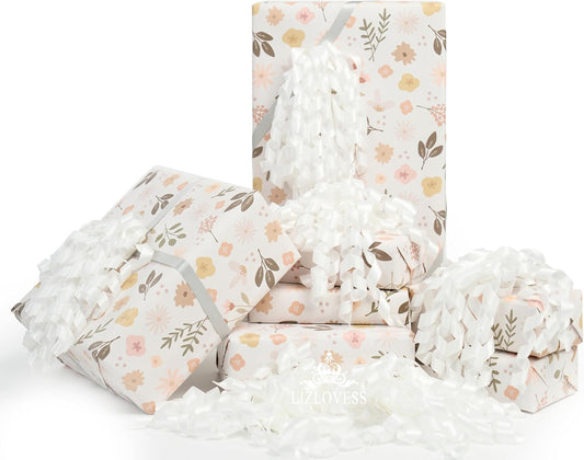 6 Inch White Curly Bows for Gift Wrapping Set of 6, Self Adhesive Bows White Gift Bows for Presents, Satin Ribbon Bows for Birthday, Wedding, Christmas, Bridal Shower, Gift Wrap Accessory