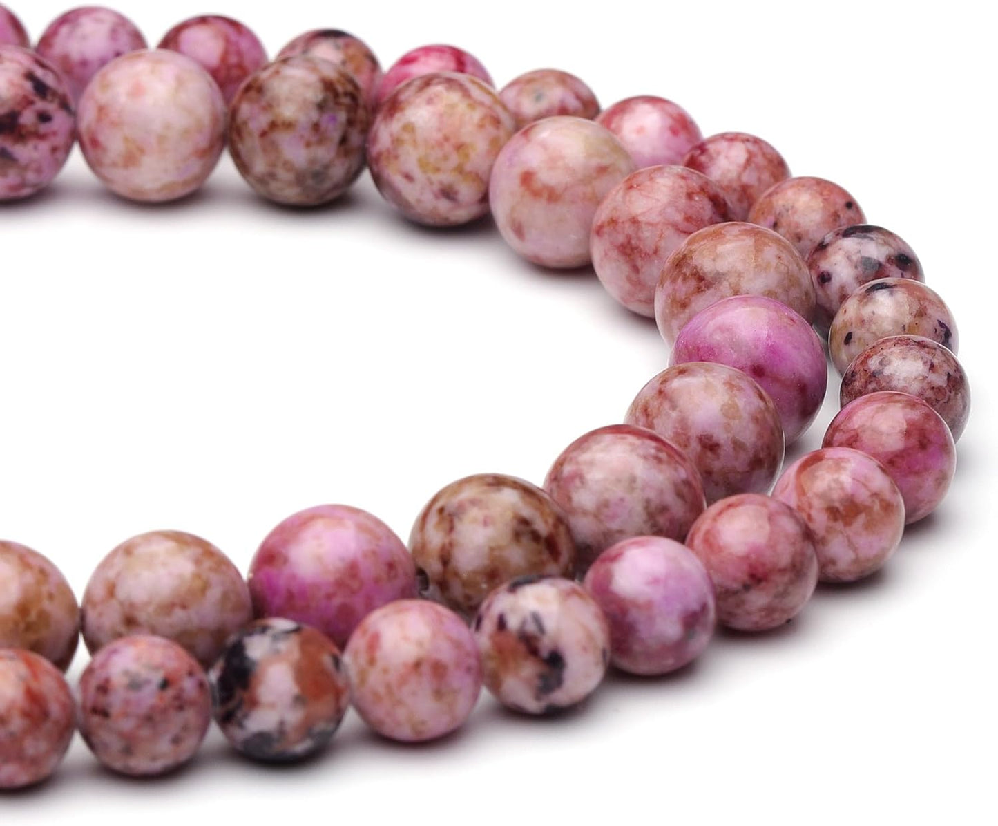 6mm Natural Stone Beads for Jewelry Making,Pink Imperial Turquoise Polished Smooth Round Gemstone Beads for Bracelet Necklace 15 Inch
