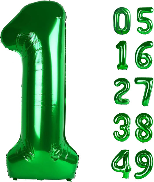 Green Number 1 Balloon 40 inch, Number 1 Birthday Balloon for Boy Girl, Green Foil One Balloon for 1st 10 11 12 16 18 Birthday Party, Anniversary Celebration Number Balloons Decorations