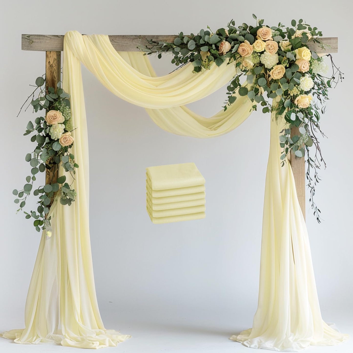 Wokceer Wedding Arch Draping Fabric 6 Panels 28.7" x 20FT Beige Drapes Sheer Fabric Backdrop Arch Draping Fabric for Wedding Ceremony Birthday Party Bridal Shower Decoration