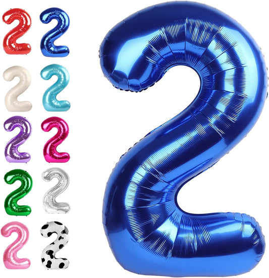 40 Inch Big Blue Number 2 Balloon Birthday Decoration, Number 2 Helium Balloon 12 20 22 23 24 26 28 32 42 Celebration, Boy Girl Baby Anniversary Party Graduations Supplies Decorations