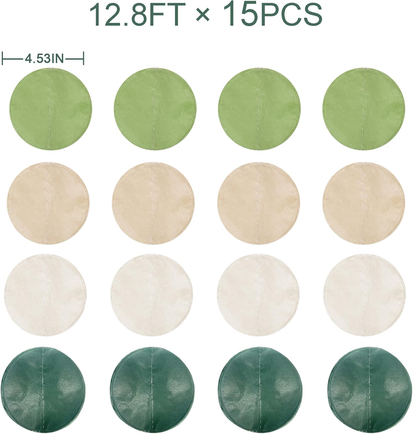 205 Ft Sage Green Party Decorations Oilve Green and Beige Circle Dot Backdrop Garland Tissue Paper Polka Dots Hanging Streamer for Baby Shower Birthday Wedding Engagement Bachelorette Party Supplies