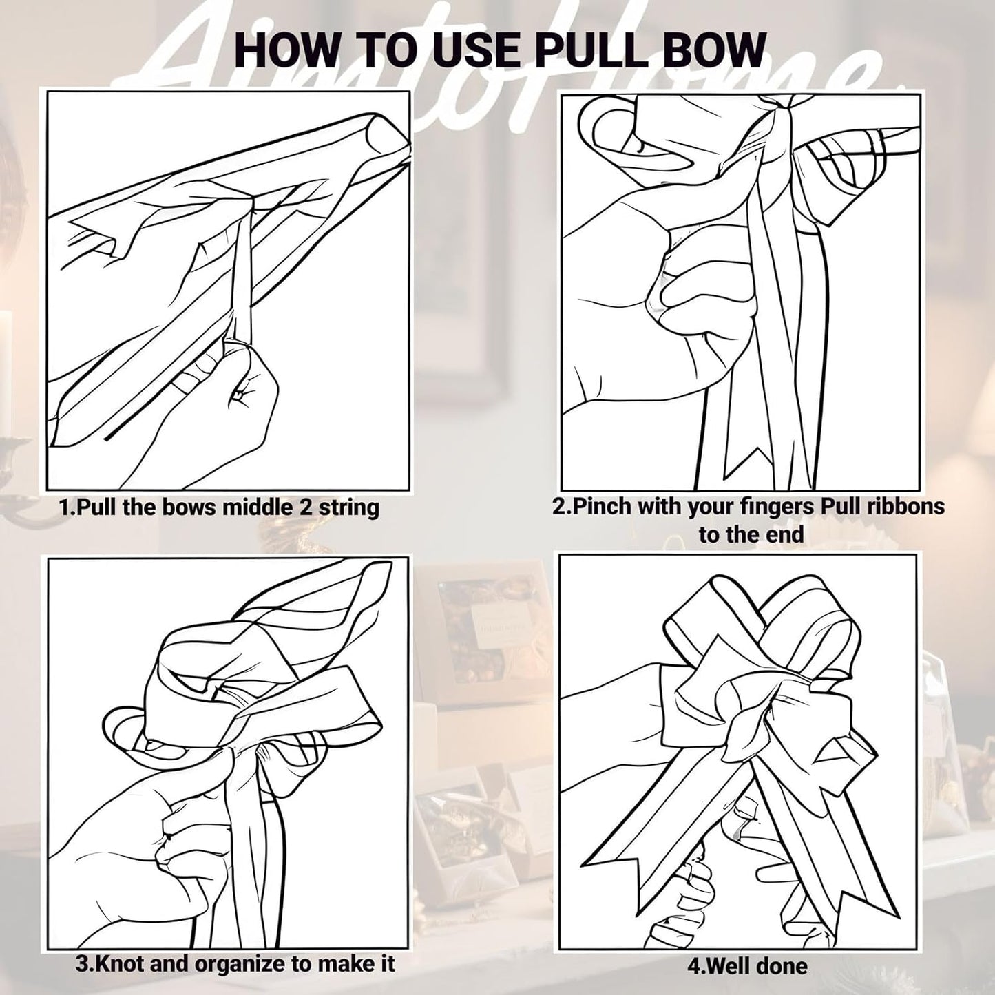 Small Pull Bows, 10 PCS 4 Inch White Gift Bows for Wrapping,Basket, Wedding,Birthday Party,Flower Bouquet Decoration