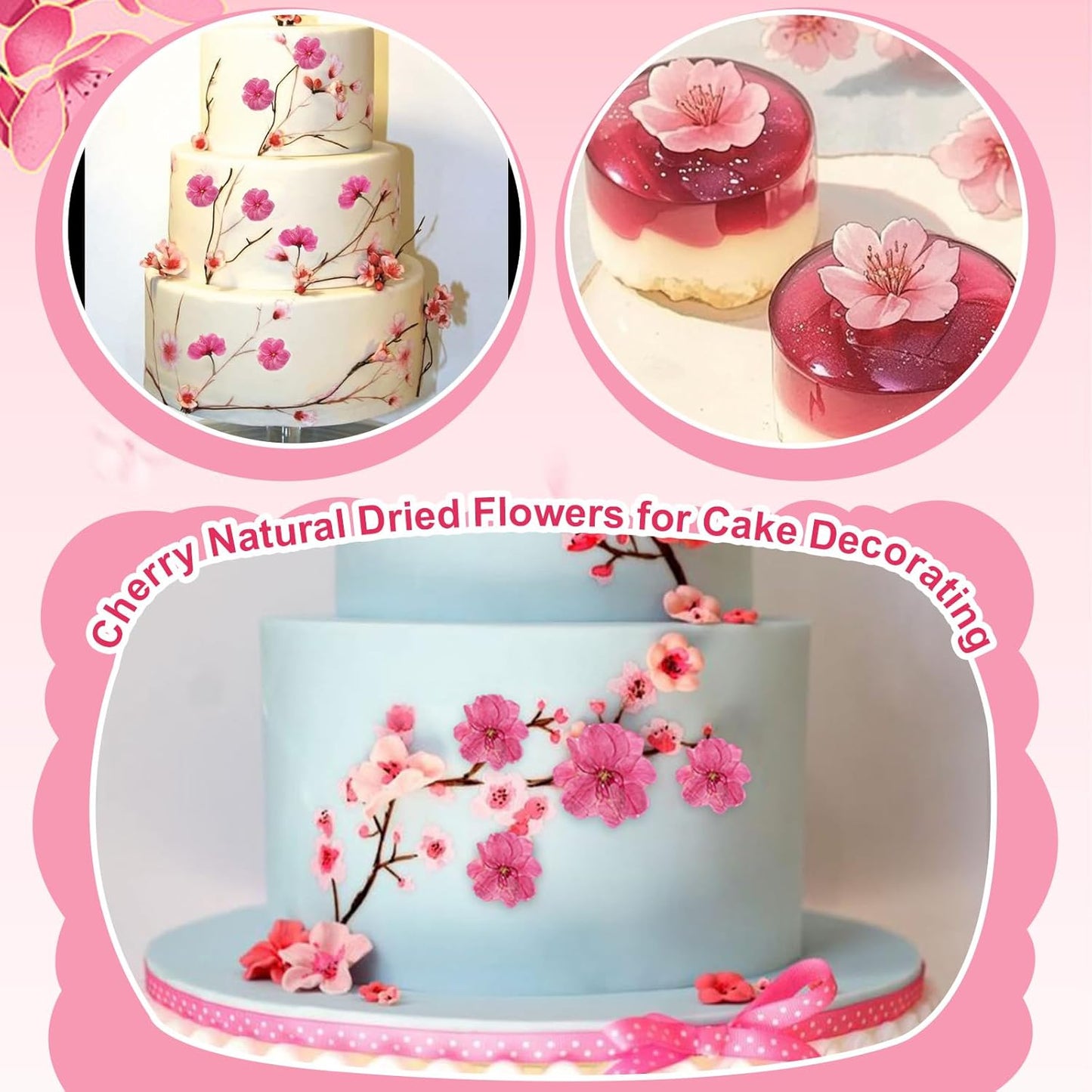 101 PCS Pressed Cherry Blossom for Crafts, Pink Dried Pressed Flowers for Resin DIY Jewelry Making Cake Card Scrapbook Decor, Dried Sakura Flowers for Soap Candle Making