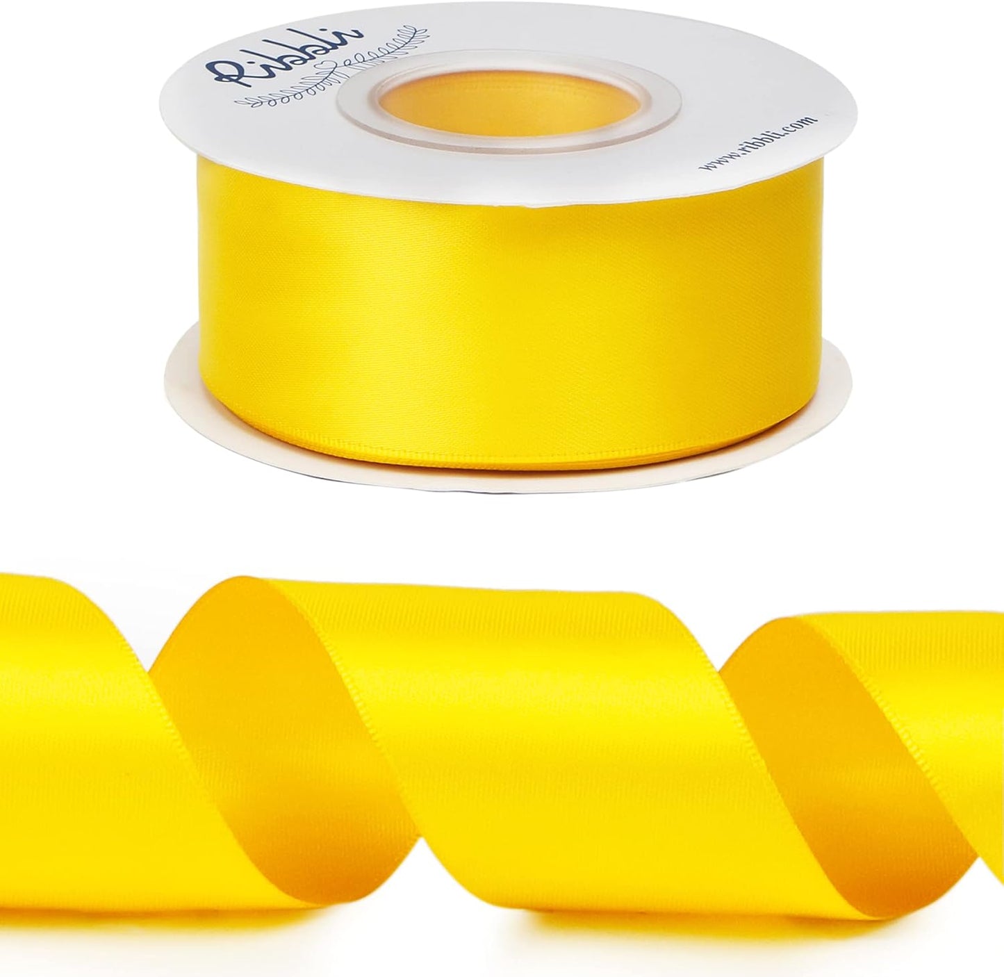 Ribbli Maize Yellow Double Faced Satin Ribbon,1-1/2” x Continuous 25 Yards,Use for Bows Bouquet,Gift Wrapping,Baby Shower,Floral Arrangement
