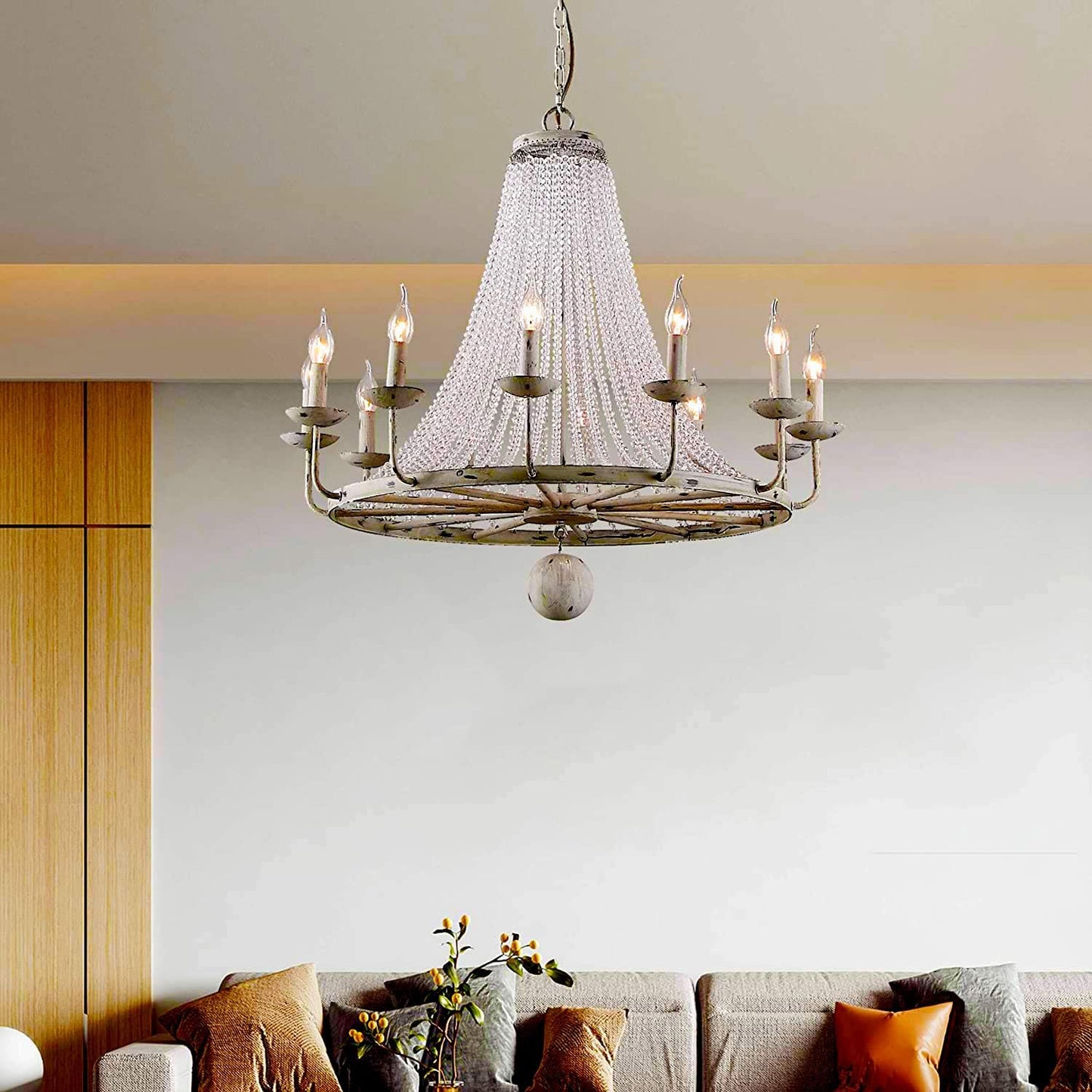 Crystal Acrylic Gems Bead Garland Strands, KinHom 16 Feet Hanging Clear 14mm Daimond Beads Chain Garlands for Manzanita Tree Centerpiece, Chandelier Bead Lamp Chain, Christmas/Wedding Party Decoration