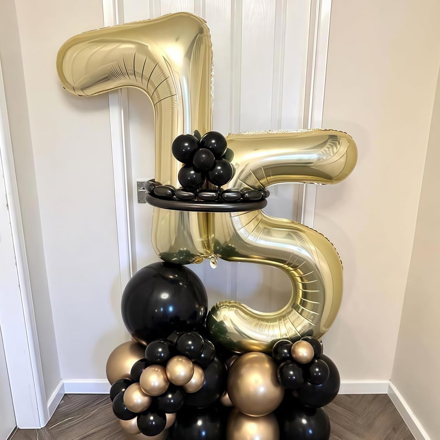 Champagne Gold 5 Balloon,40 Inch Light Gold Number 5 Balloon Big Foil Mylar Helium 5 Balloon for Birthday Party