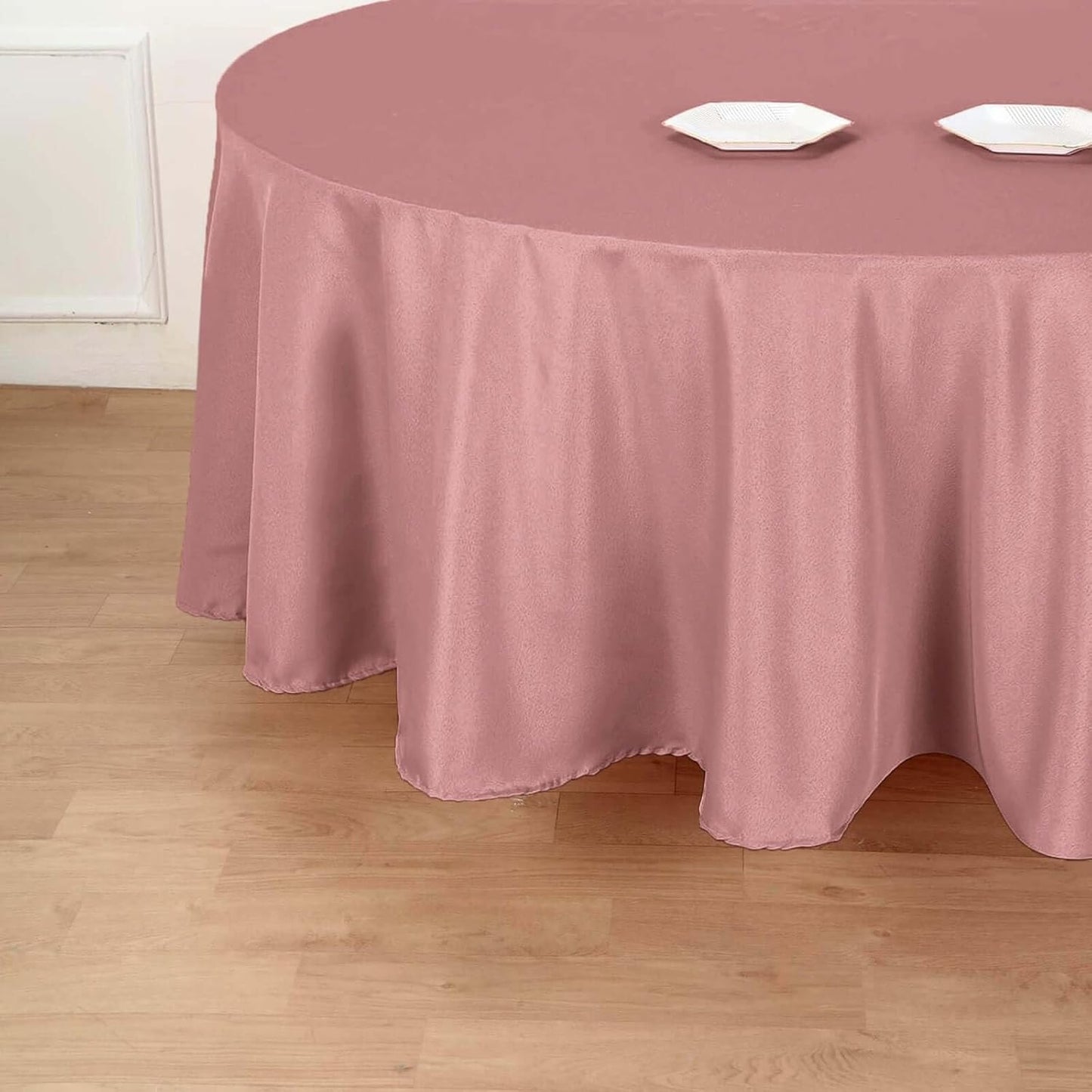 Efavormart Round Tablecloth, 108 Inch Stain & Wrinkle Resistant Washable Table Cloth, Decorative Polyester Fabric Table Cover for Banquet, Wedding, Dining- Dusty Rose