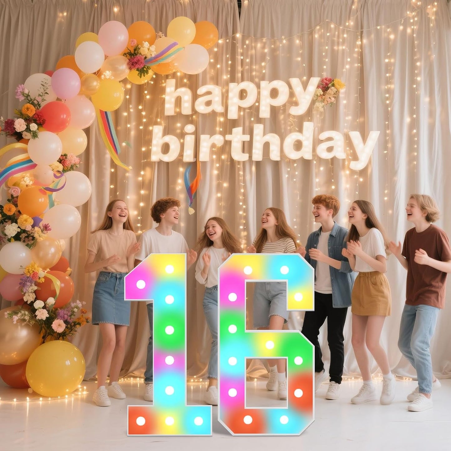 Ledido 4FT Marquee Light Up Numbers, 34 Colors Changing Marquee Numbers 4 Feet Tall with Remote, Big Numbers for Party Wedding Graduation Birthday Decoratoons, Large Light Up Number 4