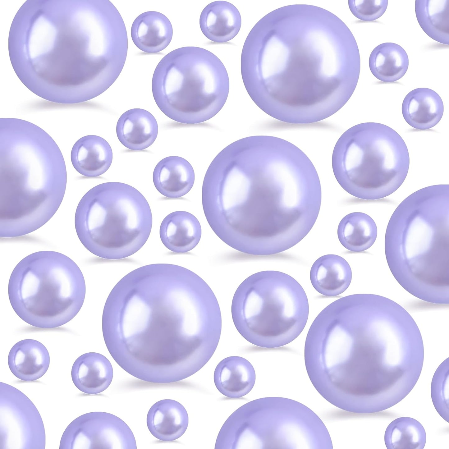 260Pcs Lightpurple Glossy Beads for Centerpiece Decor, Artifical Pearls Vase Filler, Makeup Brush Beads, No Hole Round Pearl Beads for Wedding Birthday Christmas Party Home Decor(18mm 14mm 6mm)