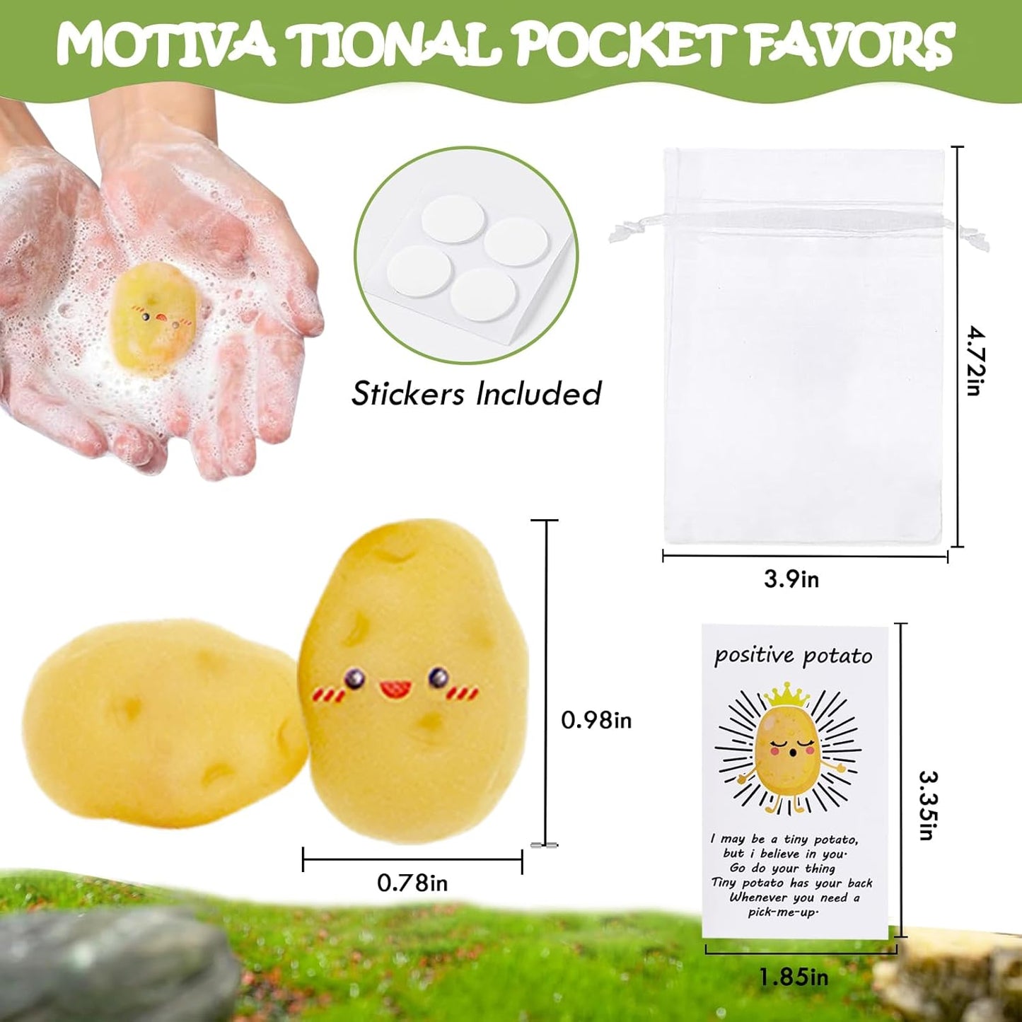 60 Set Positive Potato Bulk Employee Appreciation Gifts for Thank You Staff Back to School Student Teacher Coworker Nurse Pocket Gifts End of Year Student Gift Pun Inspirational Cards Office Gift