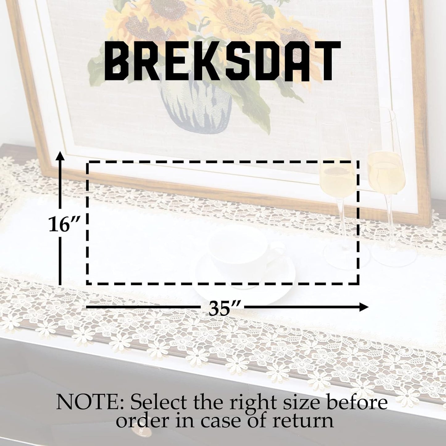 Beige lace Premium Rectangle Farmhouse Table Runner Waterproof OilProof SpillProof AntiShrink Soft Wrinkle Resistant Decorative Fabric Table Cover Kitchen Dinning Party Wedding Banquet