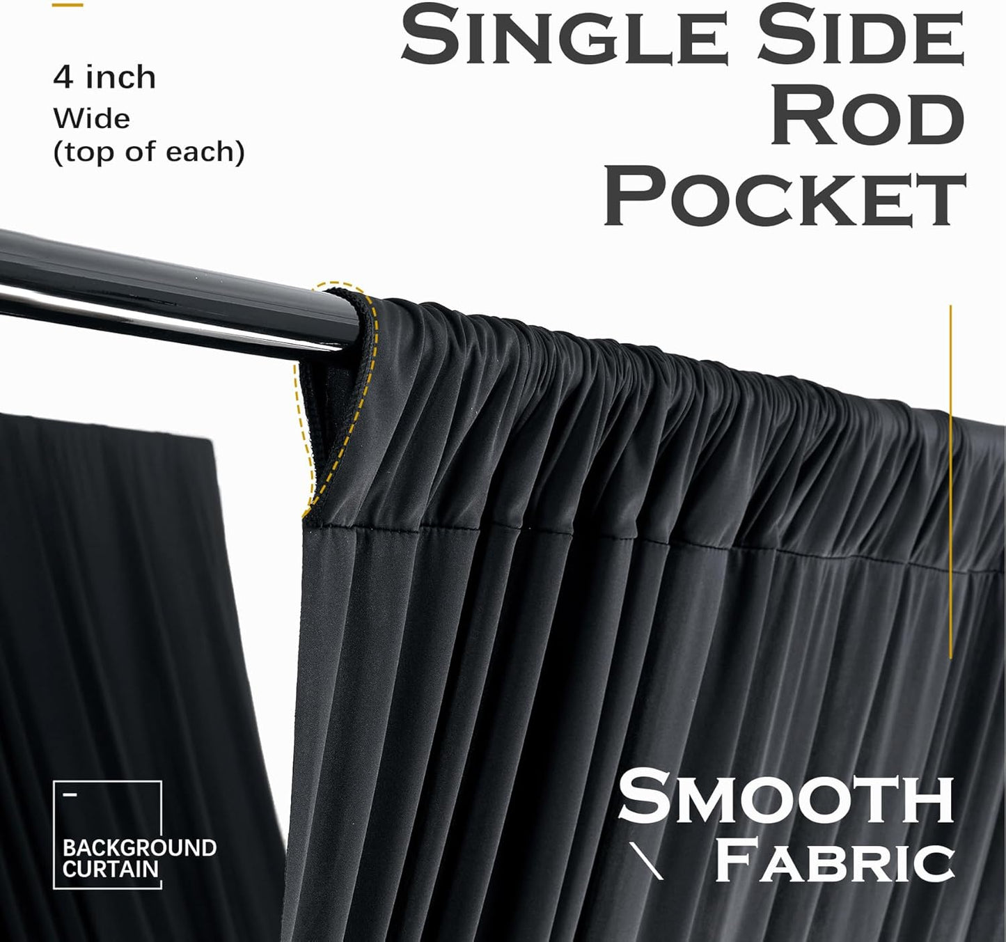 PartyVillage 12 Panels 5ftx30ft Black Ceiling Drapes for Halloween Parties – 30 FT Extra Long Thick Polyester Wrinkle-Free Drapery Tent Decor Decorations for Birthday Party Ceremony Stage Swag