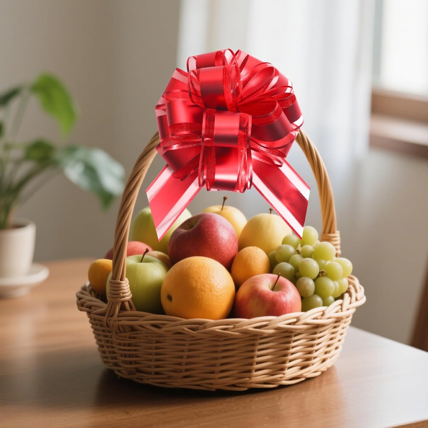 6 Pcs 6 Inch Red Pull Bows, Perfect for Gift Wrapping, Weddings, Party Decorations, Crafts Easy-to-Use Pull Bows for Gifts and Events