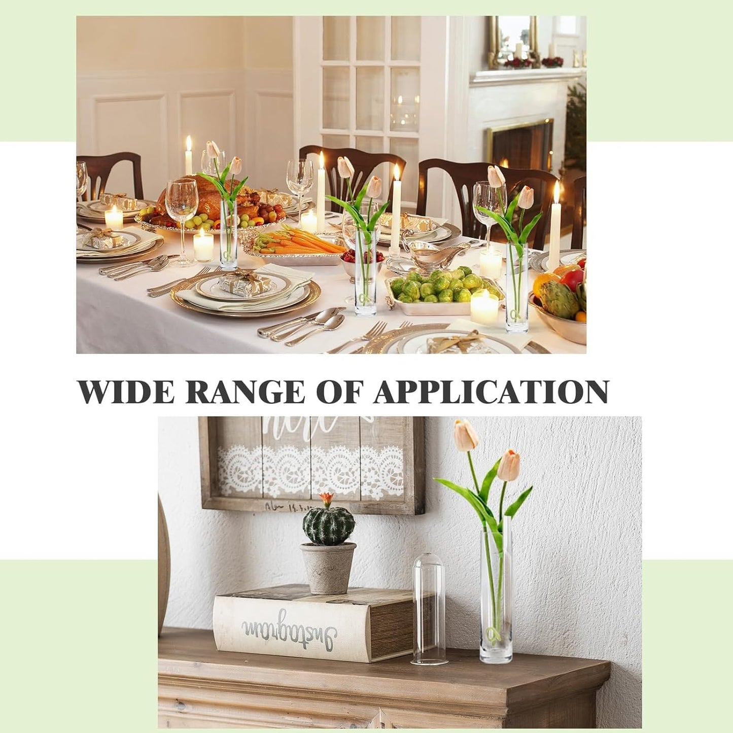 Glass Cylinder Bud Vases for Centerpieces, Set of 12 Clear Small vases,Handmade Slim Flower Vases Wedding Table Decor for Single Rose vases Bulk, Home Aesthetic Desk Decor, Party Decorations,7.5"