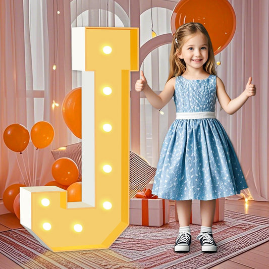 3FT Light Up Marquee Letters, 3 feet Tall Lighted Letters J, Mosaic Large Letter for Party Backdrop Decor, Mosaic Cardboard Letter for Weddings, Birthdays, Anniversaries, Easy to Assemble